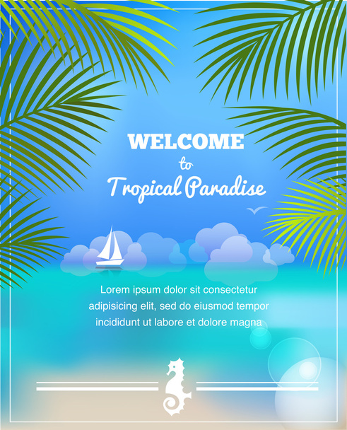 Tropical paradise vector background - Vector, Image