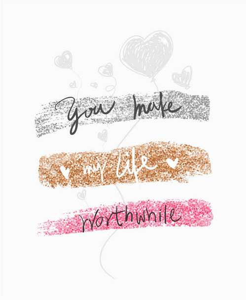 slogan met kleurrijke Glitters voor fashion afdrukken - Vector, afbeelding