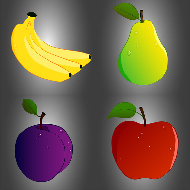 Set of four fruit - Vektor, kép