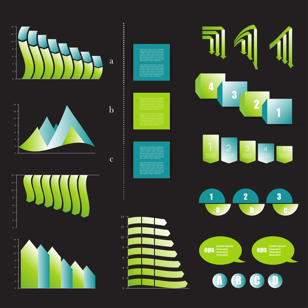 Minimalictic modern infographic folder with diagrams, arrows, speech bubbles and graphs. Vector. - Vector, Image