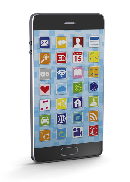 Smartphone, téléphone portable 3D avec applications
 - Photo, image