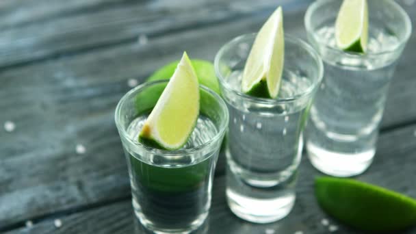 Served glass shots with tequila - Footage, Video