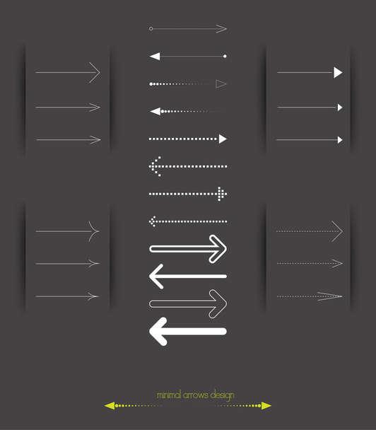 pijl teken pictogramserie. Eenvoudige pijlen op zwarte achtergrond. moderne minimalistische stijl. vectorillustratie van infographic web designelementen. - Vector, afbeelding