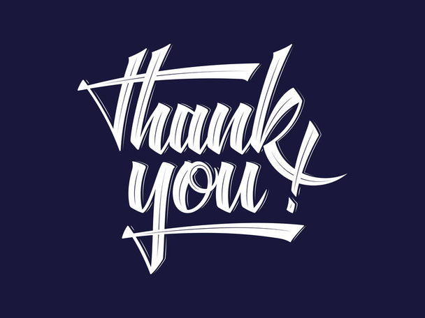 Thank you vector script white on black is a costum hand drawn illustration for any use  - Vettoriali, immagini