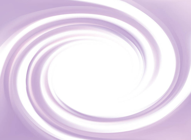 Glossy radial rippled curvy fond with space for text in glowing white center. Fluid mauve surface. Appetizing yogurt of juicy fruits light indigo color: grape, currant, mulberry, bilberry - Vector, Image