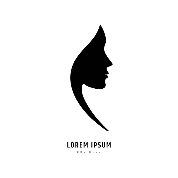 λογότυπο πρόσωπο γυναίκας. Λογότυπο για ένα σαλόνι ομορφιάς ή διαδικασίες για καλλυντικά για τα μαλλιά ή κομμωτήριο - Διάνυσμα, εικόνα