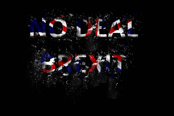 Hayır anlaşma Brexit metin Union Jack renklerde patlayan - Fotoğraf, Görsel
