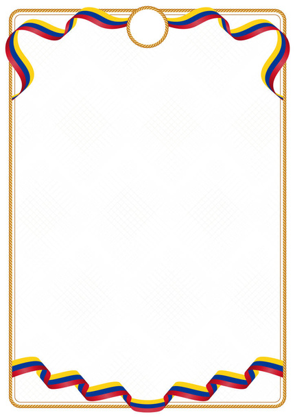 Frame and border of ribbon with the colors of the Colombia flag, template elements for your certificate and diploma - Vector, Image