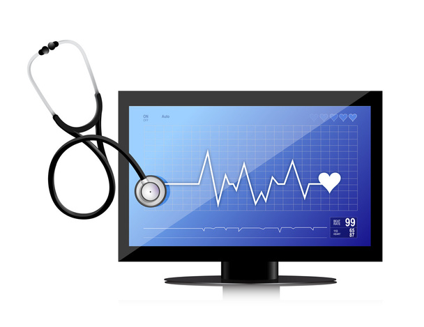 nowoczesnych aplikacji medycznych z płaskim ekranem z stetoskop - Zdjęcie, obraz