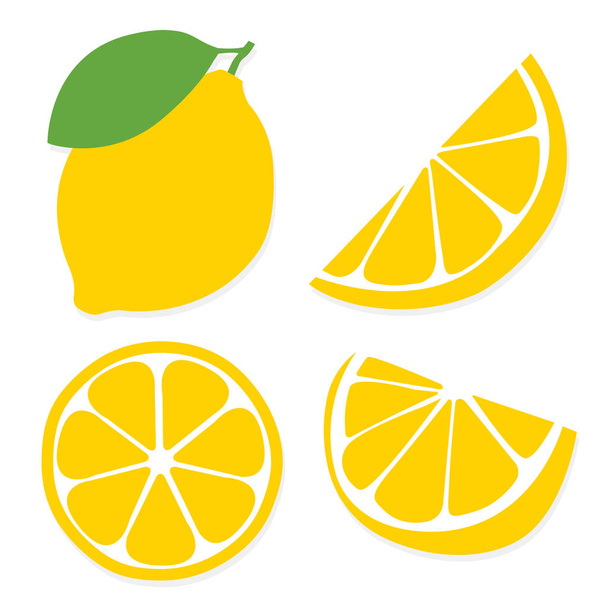 Friss citrom gyümölcsök, lapos vektor illusztrációk - Vektor, kép