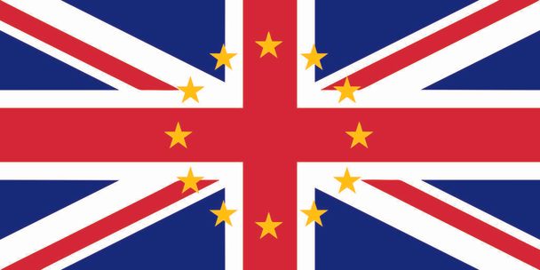 the British national flag of United Kingdom and theflag of the European Union (EU) - Vector, Image