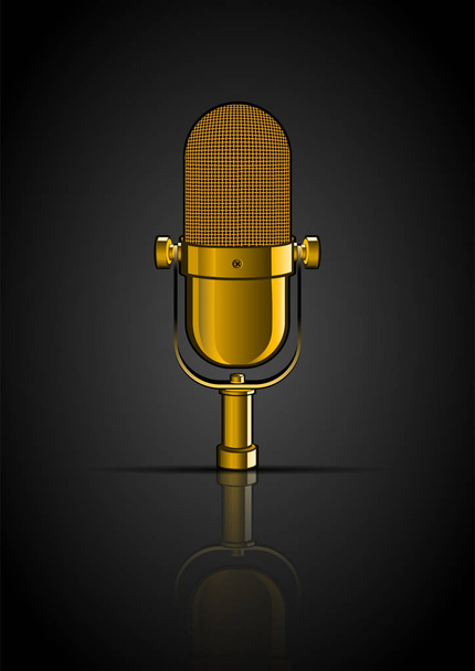 Háttér-arany mikrofon. Vektoros illusztráció - Vektor, kép