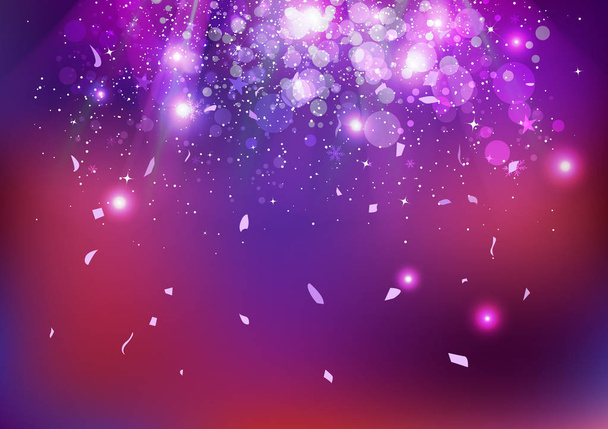 Świętowania, Impreza, pył gwiazd i konfetti spada, punktowy, wybuch blasku świecące fioletowy streszczenie tło wektor ilustracja koncepcja - Wektor, obraz