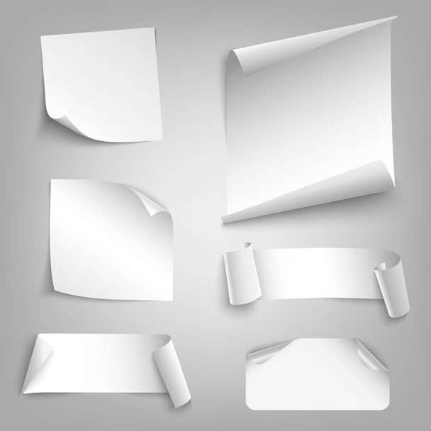 Collection white curved papers design elements vector eps 10 - Vector, Image