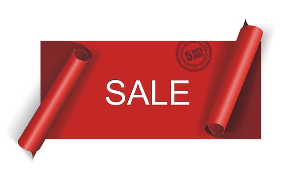 Cut red SALE banner, vector. - Vector, Image
