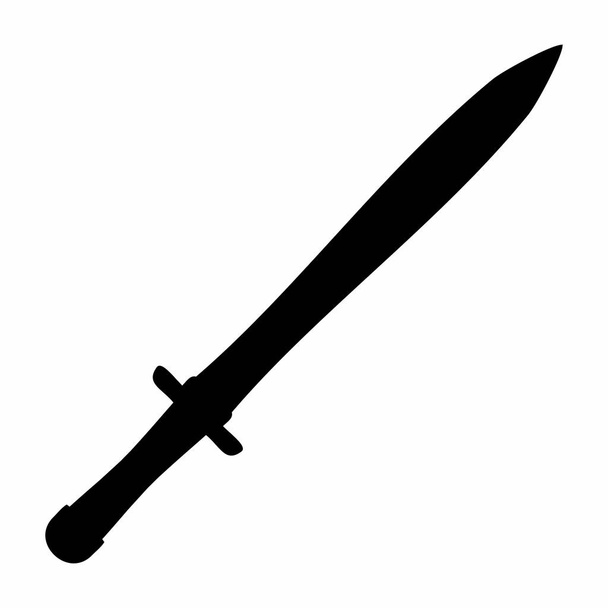 die dunkle Silhouette eines Schwertes auf weißem Hintergrund - Vektor, Bild