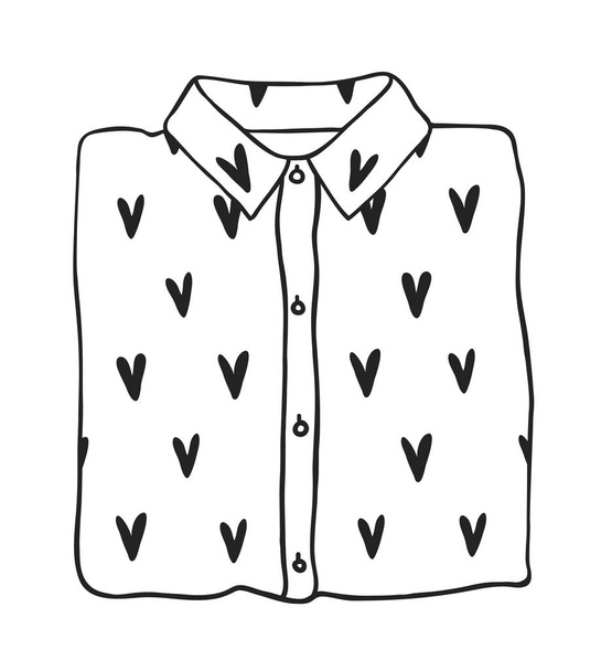 Hand drawn Fashion Illustration Romantic Shirt isolated on white background. Creative ink art work. Actual vector drawing of Holiday things. Happy Valentine's Day set - Vecteur, image