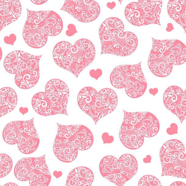 Patrón de San Valentín sin costura rosa monocromo en fondo transparente
 - Vector, Imagen