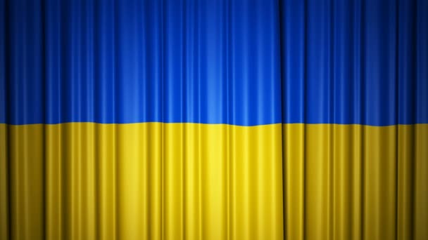 Vlajka Ukrajiny. 3D animace otevírání a zavírání záclony s vlajkou. 4k - Záběry, video