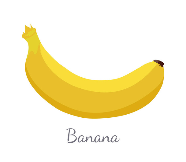 Banana Exotic Juicy Ripe Yellow Fruit Berry Icon - Vector, imagen