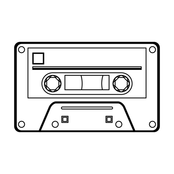 alte Musikkassette schwarz-weiß - Vektor, Bild