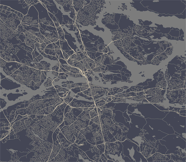 wektor Mapa miasta Sztokholm, Szwecja - Wektor, obraz