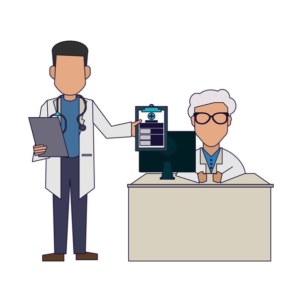 Doctor And Patient Silhouette - Vector Illustration Royalty Free