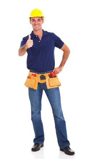 construction worker giving thumb up - Фото, изображение