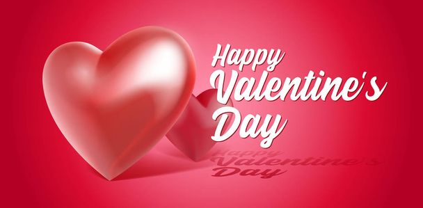 Valentine's Day Banner 3D Heart Background. Red, White, Pink. Postcard, Love Message or Greeting Card. Place For Text. Ready For Your Design, Advertising. Vector Illustration. EPS10 - Vecteur, image