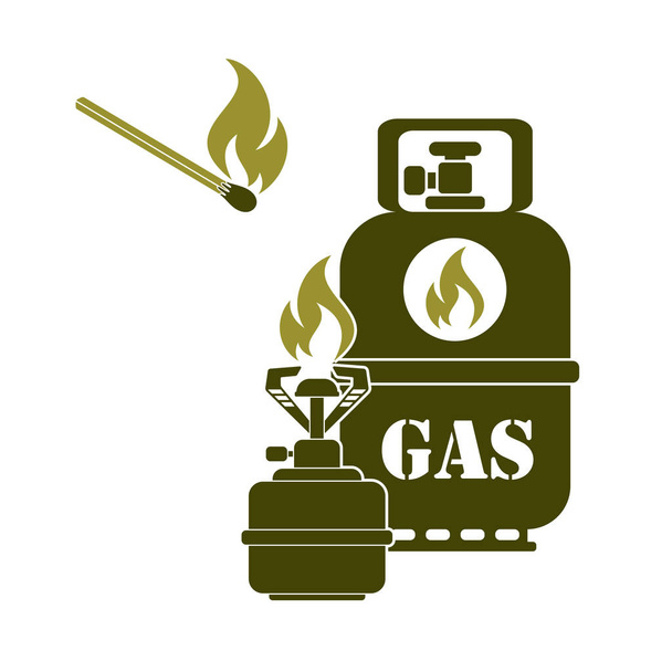 Stufa da campeggio con icona della bombola di gas vettore. Illustrazione vettoriale
 - Vettoriali, immagini