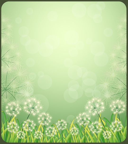 草と白の花のひな形 - ベクター画像