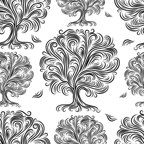 Seamless pattern with art trees for your design - ベクター画像