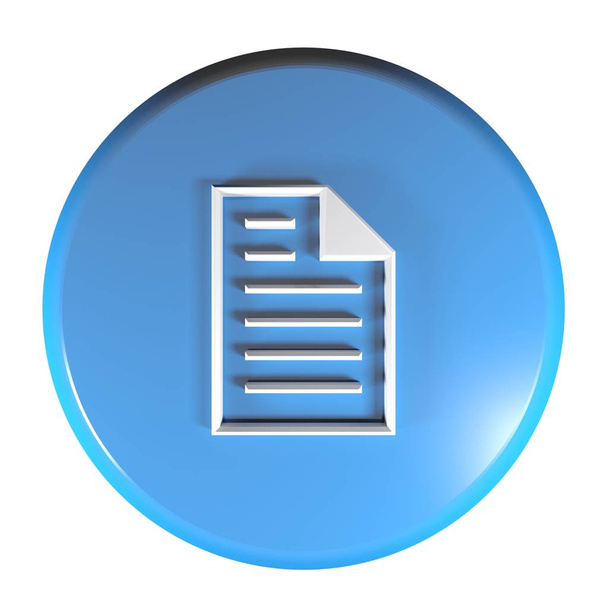 Egy kék kör nyomógomb-lap ikonnal dokumentum - 3d rendering illusztráció - Fotó, kép