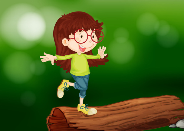 A girl above the wood - Vector, Image