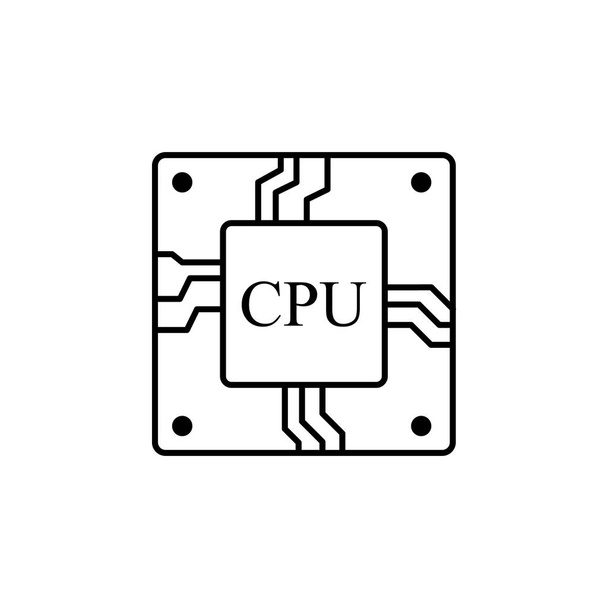 ウェブサイトおよびモバイル ミニマルなフラットなデザインのためプロセッサの行ベクトルのアイコン。ミニ Cpu アイコン フラット スタイル。モバイル Cpu のベクトル。携帯電話。基本的な Cpu のアイコン。編集可能なストークします。Eps 10 - ベクター画像