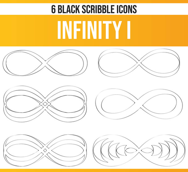 Black pictograms / icons on infinite. This icon set is perfect for creative people and designers who need the theme of infinity in their graphic designs - Vector, Image