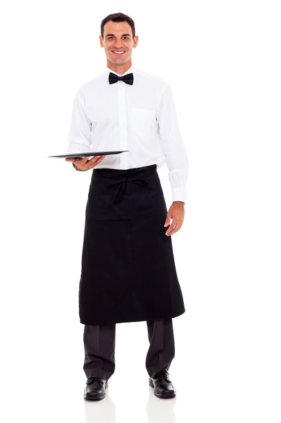 handsome waiter on white background - Фото, изображение