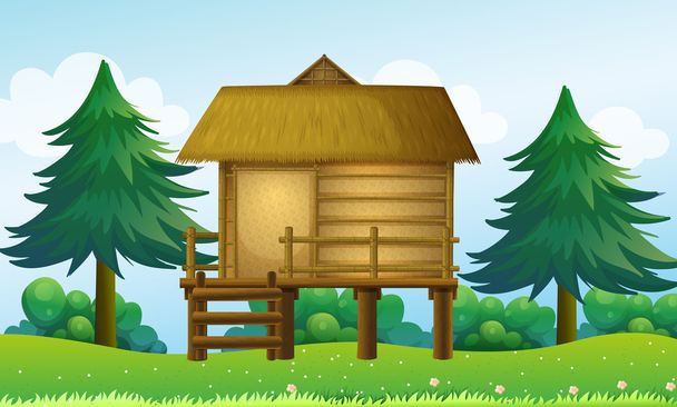 A small house at the top of the hill - Vector, Image