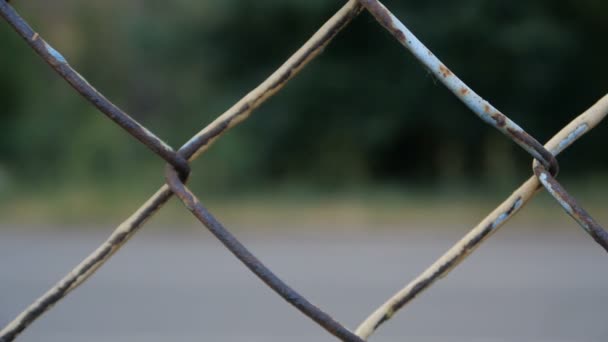 Lassú mozgás - régi vas kerítés a peeling festék. - Felvétel, videó
