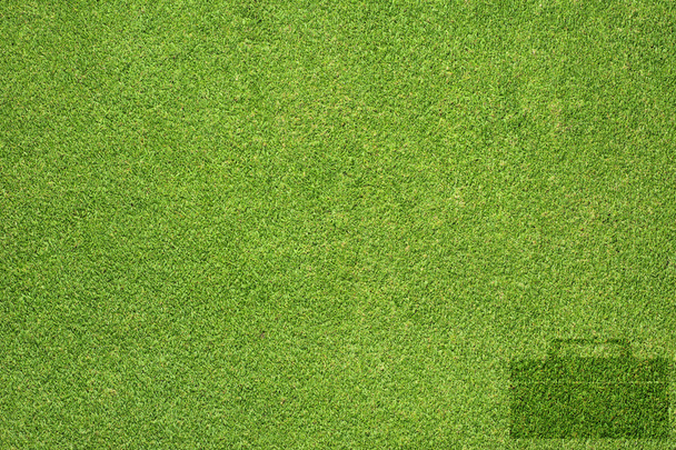 Saco ícone na textura de grama verde e fundo
 - Foto, Imagem
