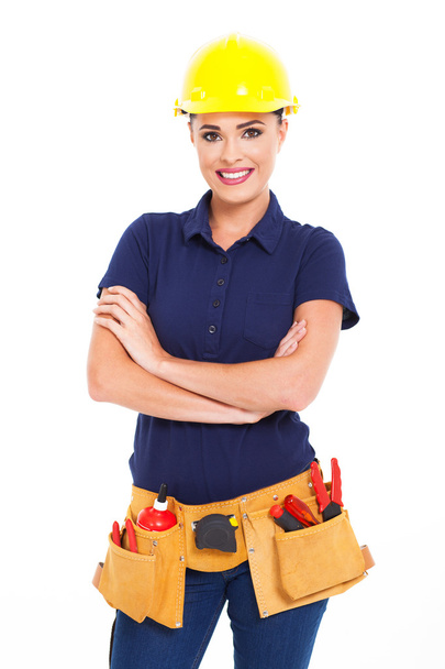 Beautiful female construction contractor - Фото, зображення