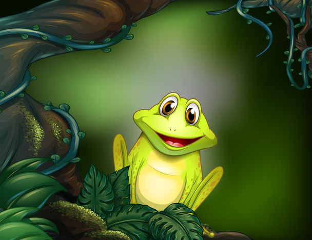 ένα πράσινο βάτραχο στη ζούγκλα - Διάνυσμα, εικόνα