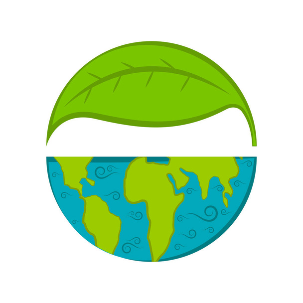 Half earth with a leaf - Vector, Image