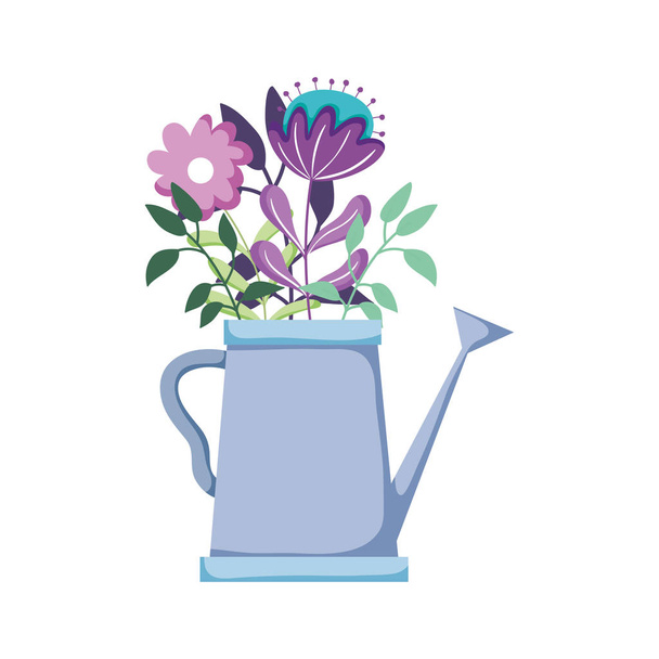 schattig sprinkler van tuin met florale decoratie vector illustratie ontwerp - Vector, afbeelding