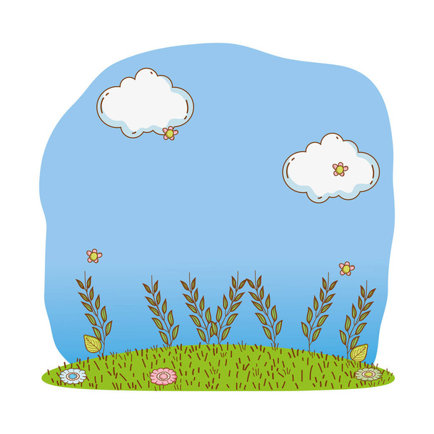 bushes grass cute cartoon outdoors vector ilustration - Vector, Image