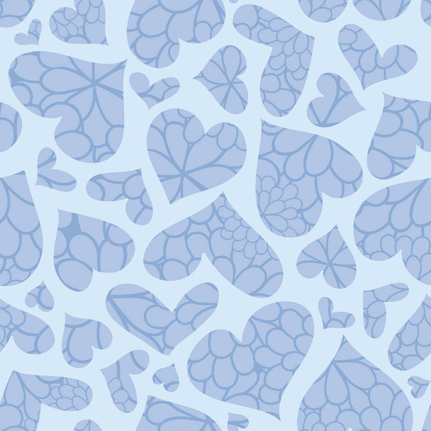 Azul textura corazones vector patrón sin costura
. - Vector, Imagen