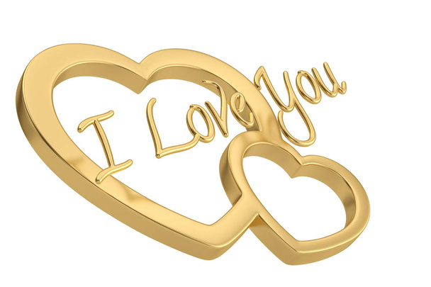 I love you and heart background. 3D illustration. - Foto, afbeelding