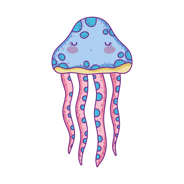 cute jellyfish sea life icon vector illustration design - Vector, Image