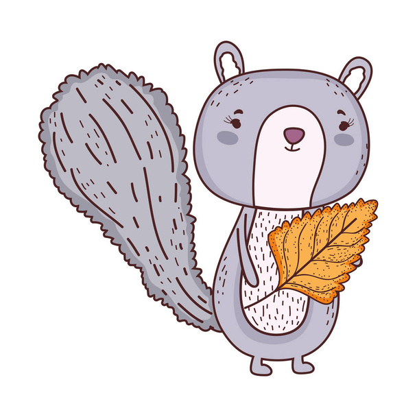 niedliche kleine Streifenhörnchen mit Blattvektor Illustration Design - Vektor, Bild