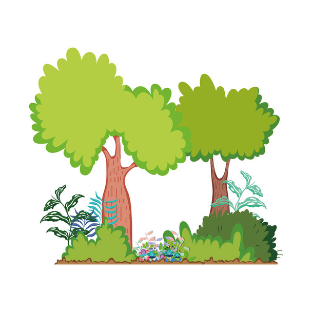 Bäume pflanzen Wald im Landschaftsvektor Illustration Design - Vektor, Bild
